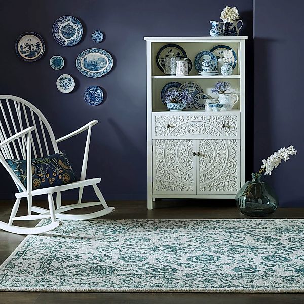 FLAIR RUGS Wollteppich "Yasmin mit Blumenmuster" rechteckig 10 mm Höhe Hand günstig online kaufen