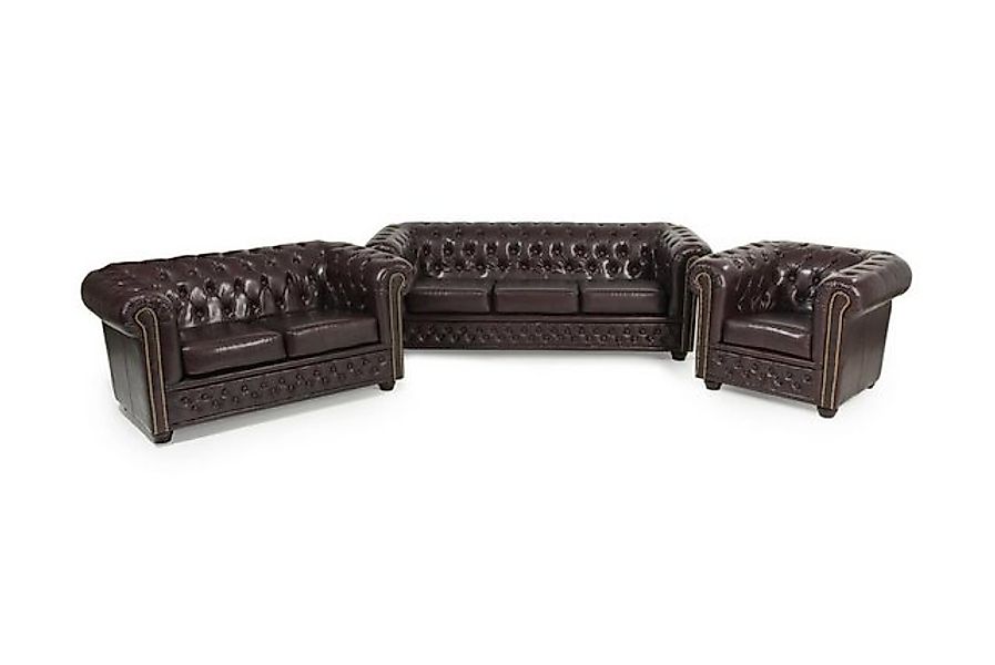 Xlmoebel Sofa Ledercouch-Set mit 3+2+1 Sitzen im Chesterfield-Stil, Hergest günstig online kaufen