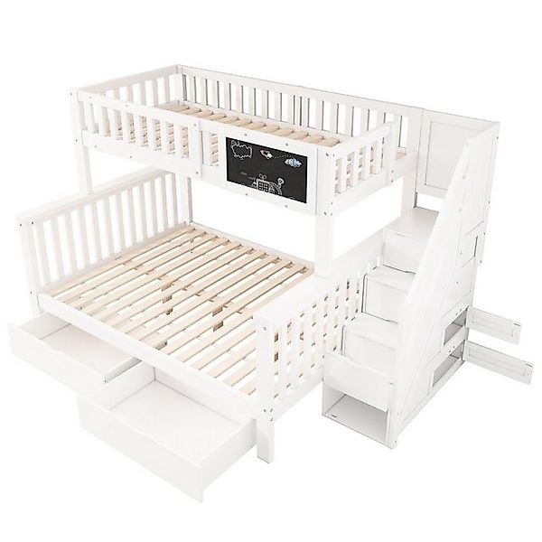 KLAM HOME Kinderbett Multifunktionales Hochbett Etagenbett mit Tafel und Sc günstig online kaufen