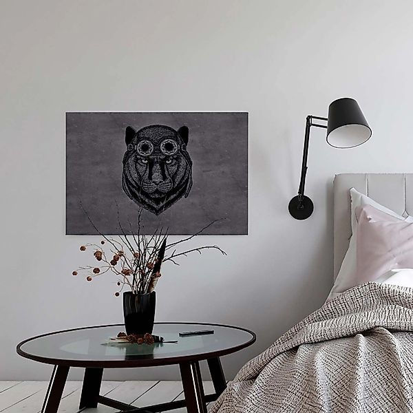 Bricoflor Leinwand Bild Panther Gezeichnet Blaues Wandbild Mit Tier Motiv F günstig online kaufen