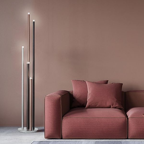 LED Stehleuchte Cembalo in Aluminium und Schwarz 5x 4,4W 2200lm günstig online kaufen