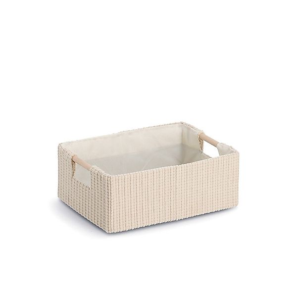 Zeller Present Aufbewahrungskorb, Baumwolle/Polyester/Holz, beige, ca. günstig online kaufen