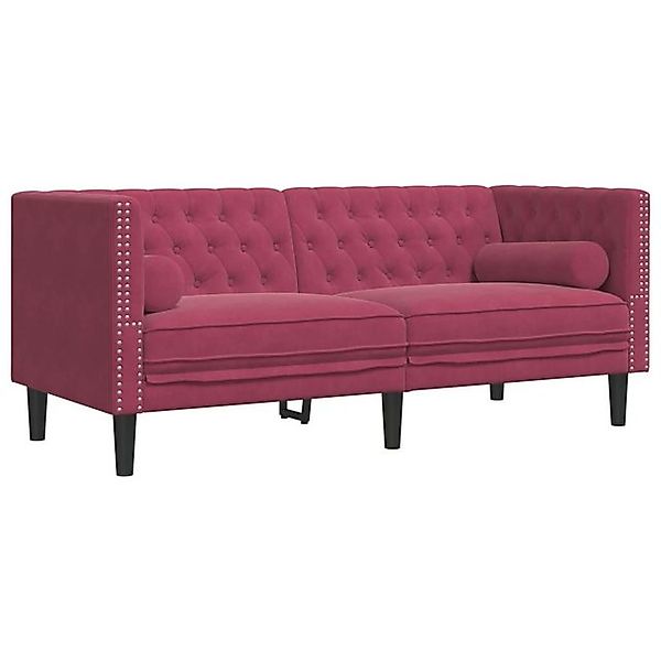 vidaXL Chesterfield-Sofa mit Nackenrollen 2-Sitzer Weinrot Samt 2157818 günstig online kaufen