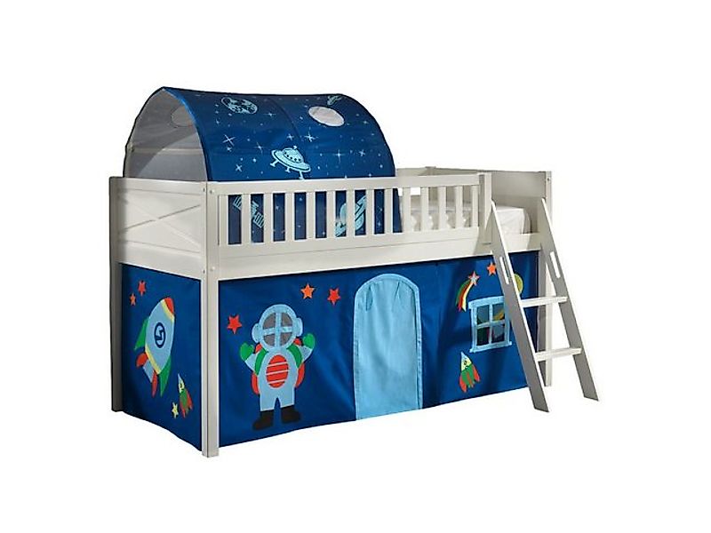 58 aufm Kessel Kinderbett Kinderbett Karyl 208x114x135 Massivholz Weiß Text günstig online kaufen