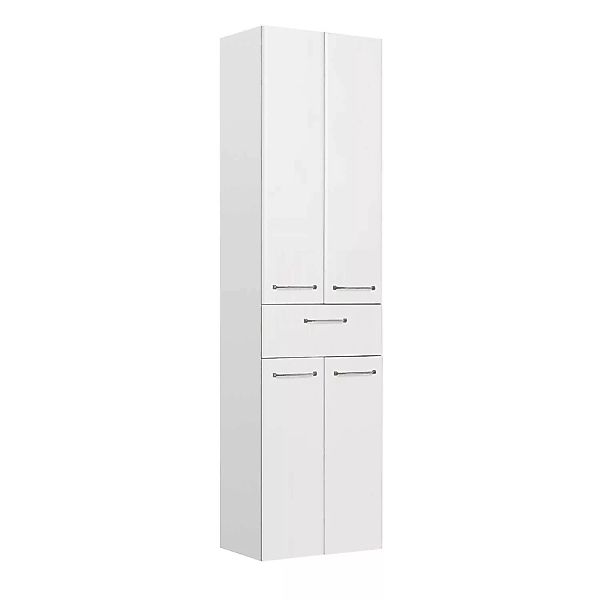 Badezimmer Hochschrank mit Auszug QUEBEC-66 in weiß Hochglanz, B/H/T: ca. 5 günstig online kaufen