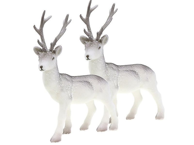 Viana Schneemann Deko Hirsch Set beflockt beschneit 27,5cm 2 Stück Winter D günstig online kaufen