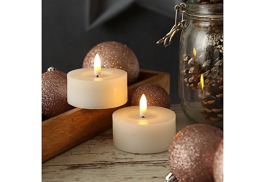 Adilina LED-Kerze LED Maxi Teelichter Lina Rustik Optik Echtwachs D: 7cm we günstig online kaufen