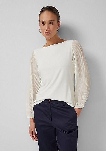 s.Oliver Langarmshirt T-Shirt Viskosemix-Shirt mit Plissee-Ärmeln günstig online kaufen
