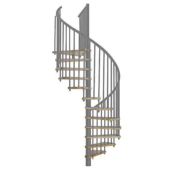 Minka Spindeltreppe Spiral Effect Ø 140 cm Eiche Grau Raumhöhe bis 305 cm günstig online kaufen