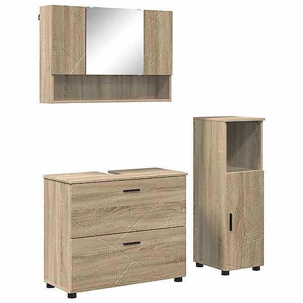 vidaXL Badezimmermöbel Set mit Regal 3-Tlg Sonoma-Eiche Holzwerkstoff 33930 günstig online kaufen