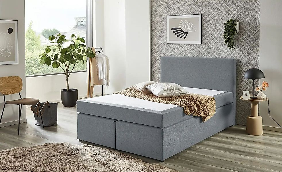 Boxspringbett 180x200 cm Bonell-Federkern Silber günstig online kaufen