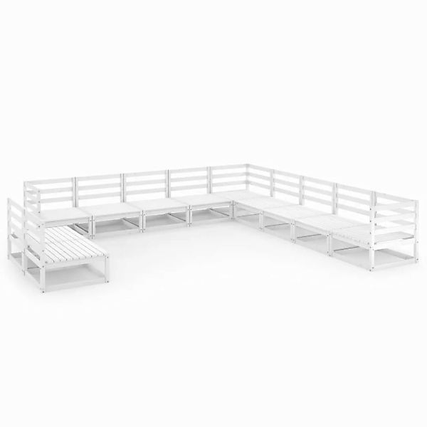 11-tlg. Garten-lounge-set Weiß Kiefer Massivholz günstig online kaufen