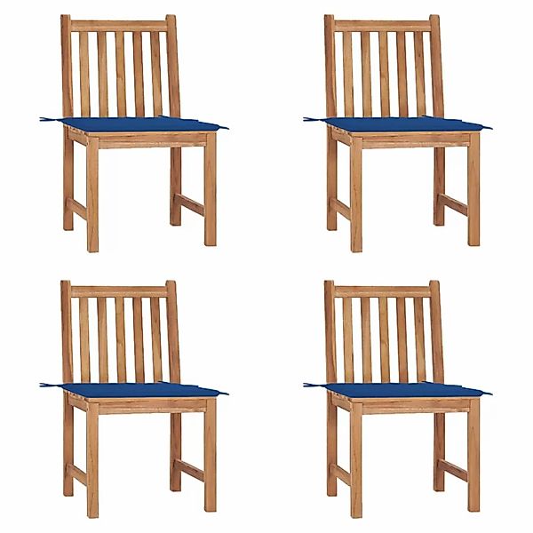 Gartenstühle 4 Stk. Mit Kissen Massivholz Teak günstig online kaufen