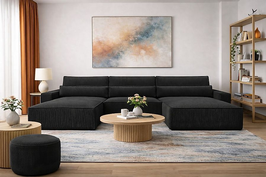 MOEBLO Wohnlandschaft DENVER U, Eckcouch aus Cordstoff Ecksofa U-Form Cord günstig online kaufen