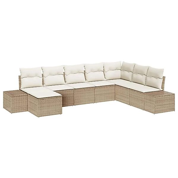 vidaXL Gartensofa-set mit Kissen 8-Tlg Beige Poly-Rattan 3347181 günstig online kaufen