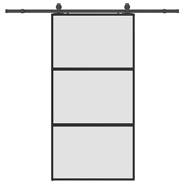 vidaXL Schiebetür mit Beschlag Schwarz 102,5x205 cm Hartglas 3375956 günstig online kaufen