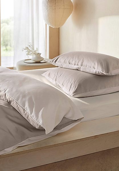hessnatur Satin Wende Bettwäsche Set aus Bio-Baumwolle - beige - Größe 155x günstig online kaufen