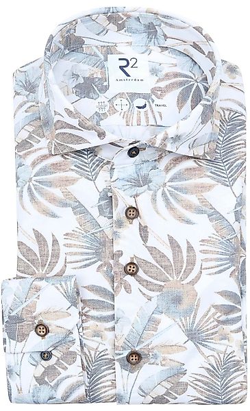 R2 Hemd Leaves Druck Beige - Größe 39 günstig online kaufen