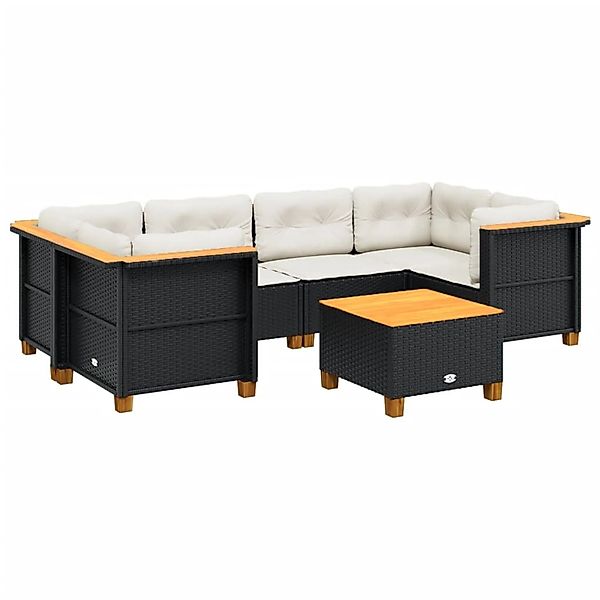 vidaXL 7-tlg Garten-Sofagarnitur mit Kissen Schwarz Poly Rattan Modell 256 günstig online kaufen