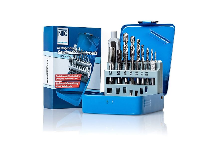 NTG Nutzfahrzeug Technik GmbH Gewindeschneider aus HSS Stahl 16 tlg. Gewind günstig online kaufen