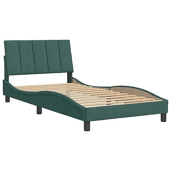 vidaXL Bettgestell, Bettrahmen mit Kopfteil Dunkelgrün 100x200 cm Samt günstig online kaufen