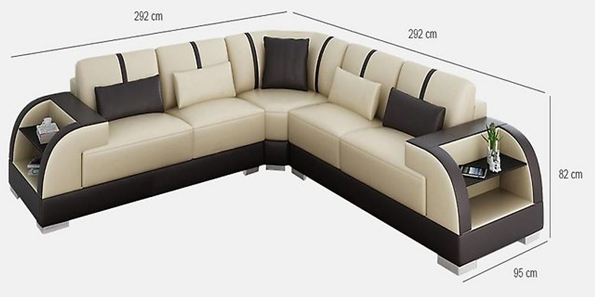 Xlmoebel Ecksofa Ledercouch mit USB-Anschluss, Eckpolsterecke Wohnlandschaf günstig online kaufen