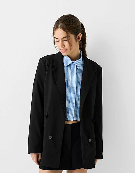 Bershka Fließender Slim-Fit-Blazer Damen Xs Schwarz günstig online kaufen