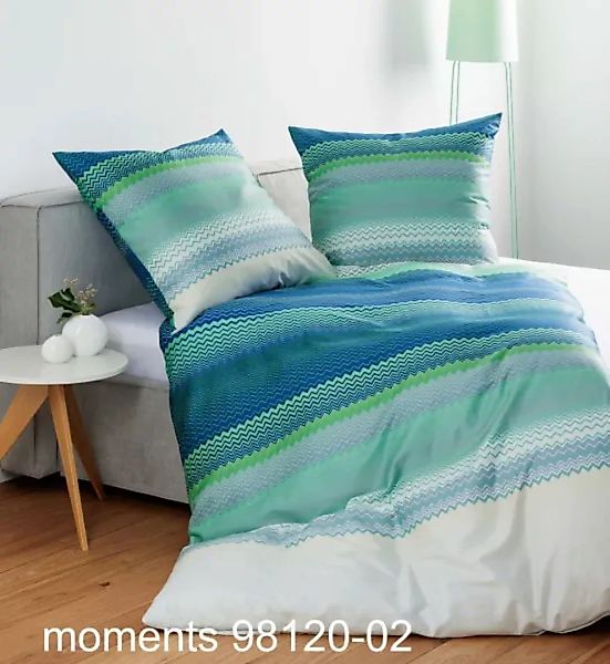 Janine Janine Mako-Satin Bettwäsche moments 98120 blau türkis Größe:  200x2 günstig online kaufen