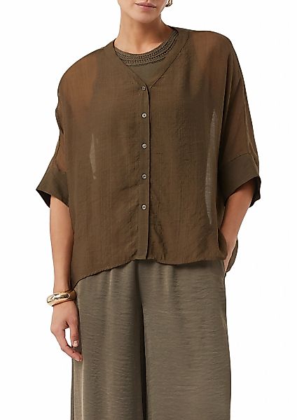 Comma Shirtbluse, im transparenten Look und mit Knopfleiste günstig online kaufen