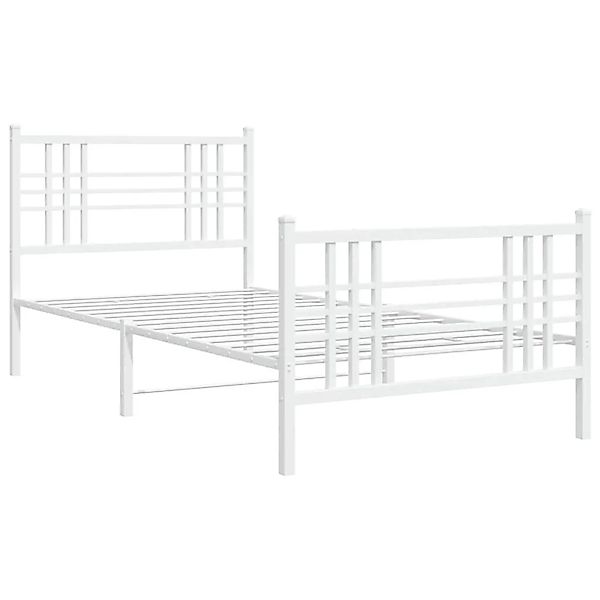 vidaXL Bettgestell mit Kopf- und Fußteil Metall Weiß 100x190 cm 376385 günstig online kaufen
