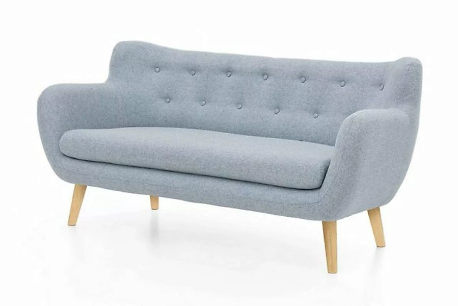 Möbelfreude 3-Sitzer Couchgarnitur Jana 3-Sitzer Pastellblau - Eiche, Paste günstig online kaufen