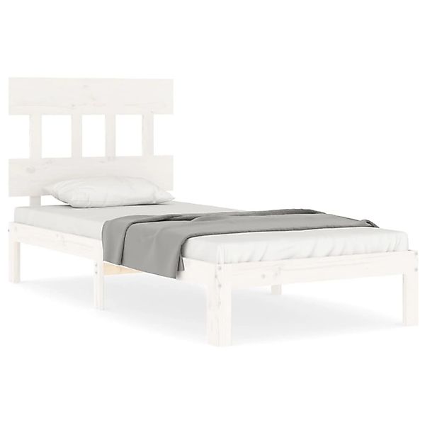 vidaXL Massivholzbett mit Kopfteil Weiß 90x200 cm1689835 günstig online kaufen