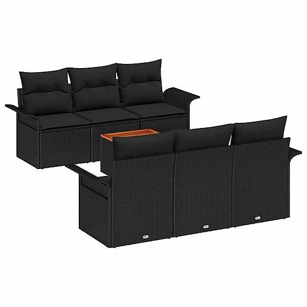vidaXL Gartensofa-Set mit Speicher 7 Stk Schwarz Poly-Rattan 3355944 günstig online kaufen