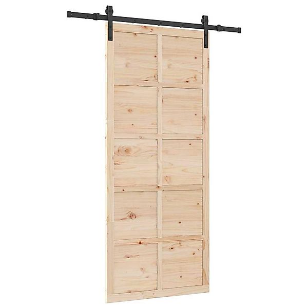 vidaXL Schiebetür Braun 80 x 208 cm Massivholz Kiefer 3381195 günstig online kaufen