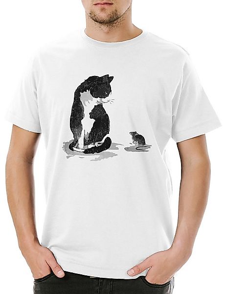 Urban Backwoods Print-Shirt Cat And Mouse Herren T-Shirt Katzen Kätzchen Ka günstig online kaufen