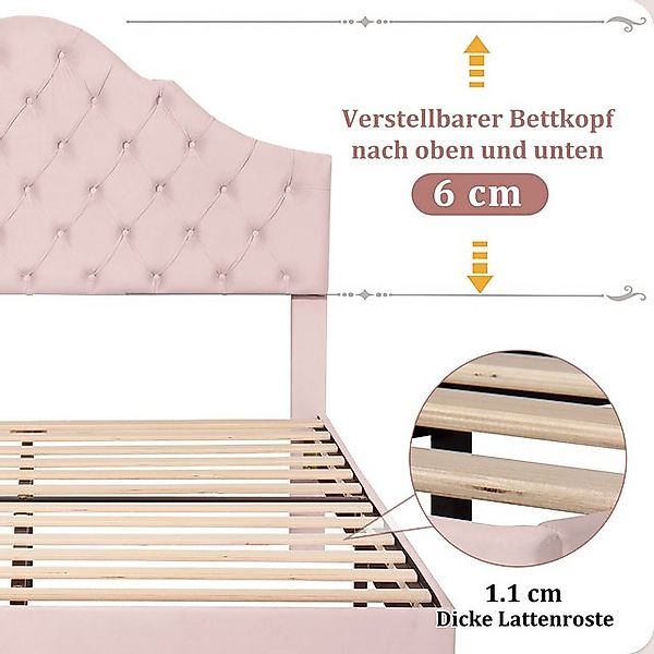 STILVORA Polsterbett 140×200 Jugendbett Kinderbett mit verstellbares Kopfte günstig online kaufen