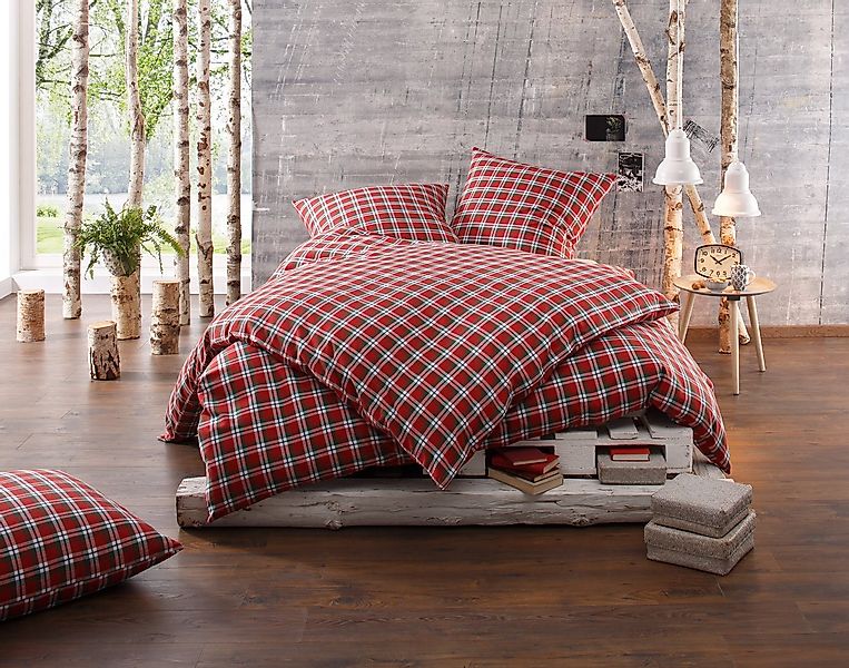 BETTWAESCHE-MIT-STIL Bettwäsche Karo Feinflanell Bettwäsche Toronto, Feinfl günstig online kaufen