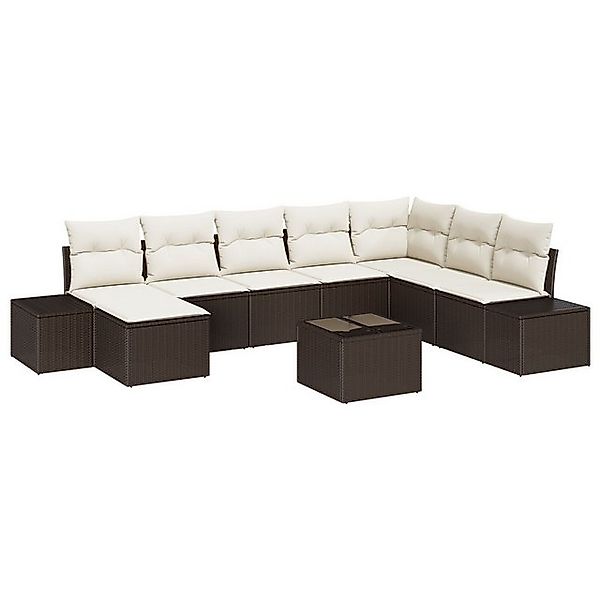 vidaXL Loungesofa 8-teiliges Garten Sofa Set mit Kissen Grau Poly Rattan, 9 günstig online kaufen