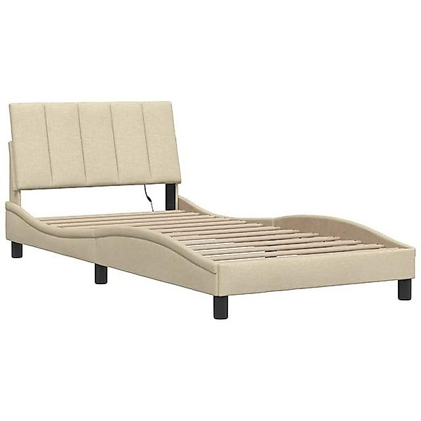 vidaXL Bett Bettgestell ohne Matratze Creme 100x200 cm Stoff günstig online kaufen