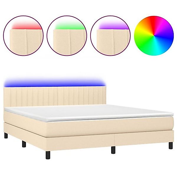 vidaXL Boxspringbett Boxspringbett mit Matratze LED Creme 160x200 cm Stoff günstig online kaufen