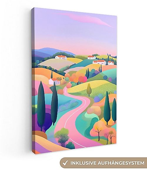 OneMillionCanvasses® Leinwandbild Landschaft - Lila - Pastell - Häuser, Fot günstig online kaufen