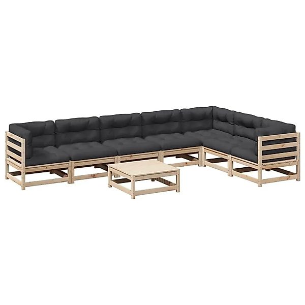 vidaXL 8-Tlg Garten-Sofagarnitur mit Kissen Massivholz Kiefer 3299478 günstig online kaufen