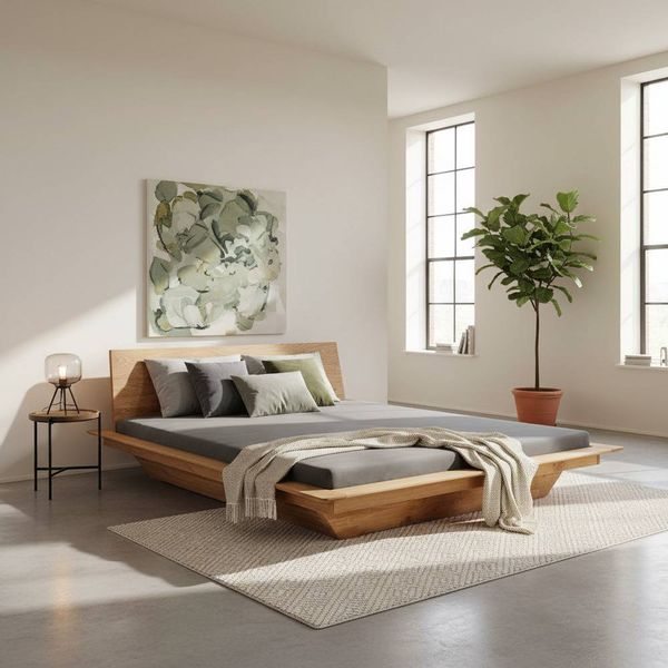 Bettgestell Doppelbett aus Wildeiche Massivholz 224 cm tief günstig online kaufen