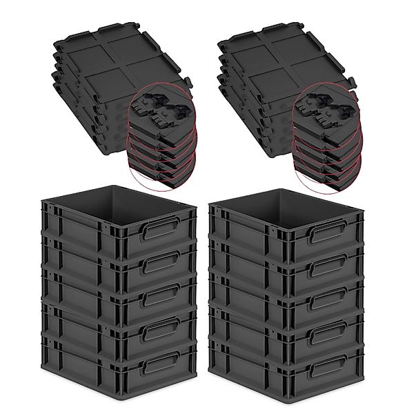 PROREGAL SuperSparSet 10x Eurobox Nextgen Grip Mit Scharnierdeckel Und Schw günstig online kaufen