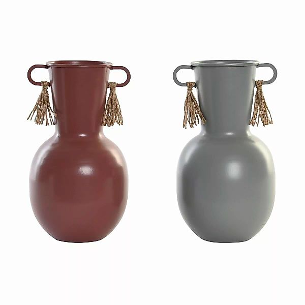 Vase Dkd Home Decor Grau Metall Terrakotta (14 X 13 X 24 Cm) (2 Stück) günstig online kaufen