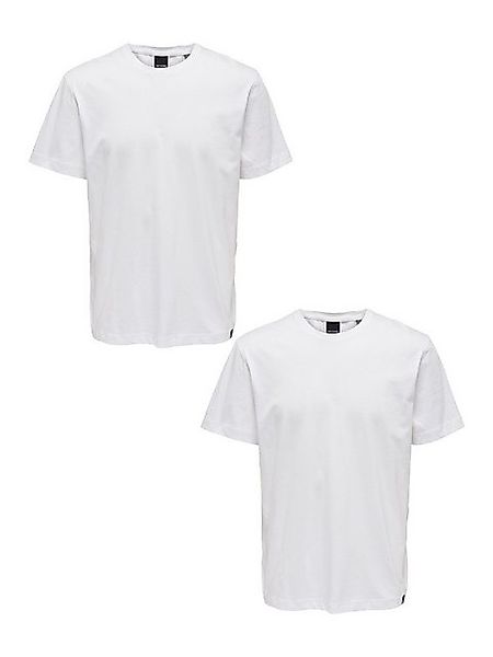ONLY & SONS T-Shirt 2er-Set Rundhals Kurzarm (1-tlg) ONSMAX LIFE SS STITCH günstig online kaufen