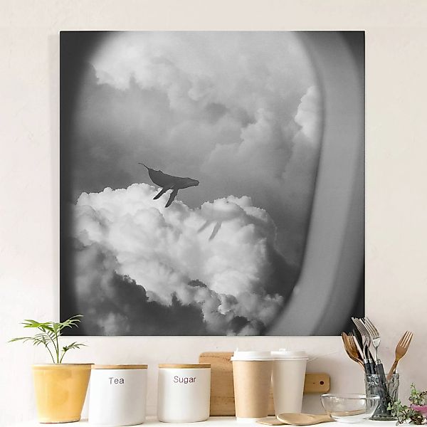 Leinwandbild Fliegender Wal in den Wolken günstig online kaufen