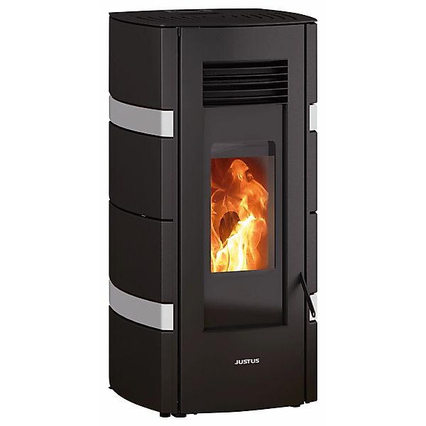 Justus Pelletofen Sia Sia Stahl Schwarz-Weiß 8 kW mit Automatik günstig online kaufen