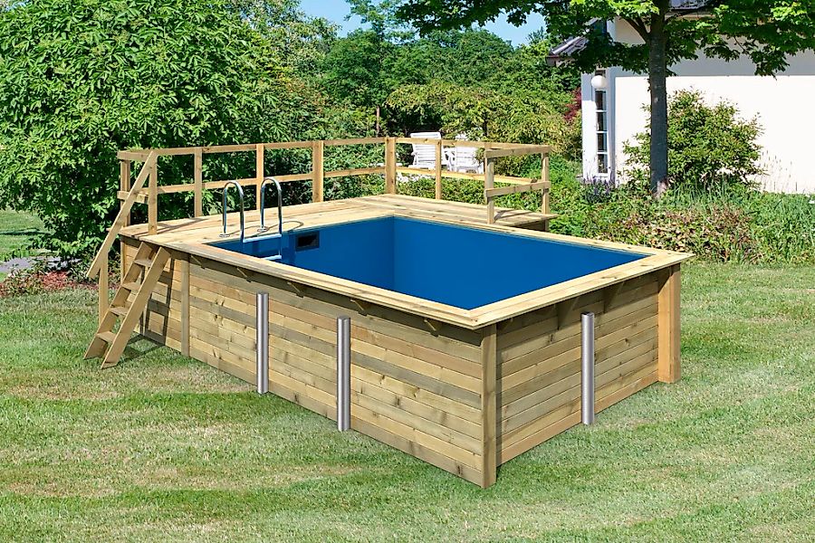 Karibu Rechteckpool "Roma B" BxLxH: 582x483x124cm, mit Sonnenterrasse günstig online kaufen