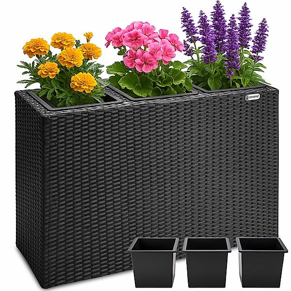 Polyrattan Blumentopf Schwarz 83x30,5x60cm günstig online kaufen